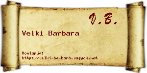 Velki Barbara névjegykártya